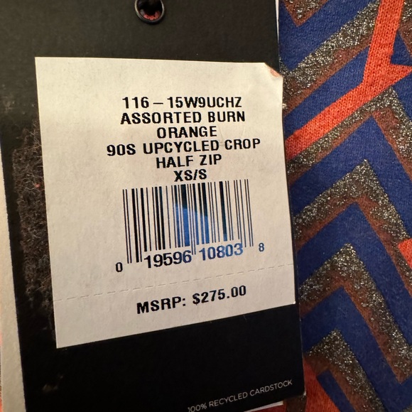 REDONE Orange Upcycled Kentucky Women’s Crop Half Zip Sweatshirt Size XS/Small - Picture 4 of 10